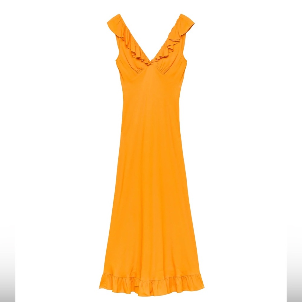 DOEN Arleen Orange Ruffled Maxi Sundress size XXS / NEW with tags - Picture 7 of 9